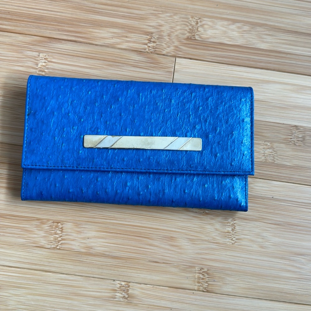Vintage Blue Ostrich Leather Wallet